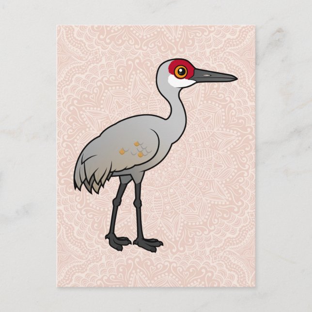 Birdorable Sandhill Crane Postkarte (Vorderseite)