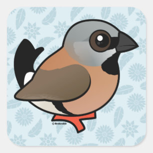 Birdorable Schwarzhalsfinch Quadratischer Aufkleber