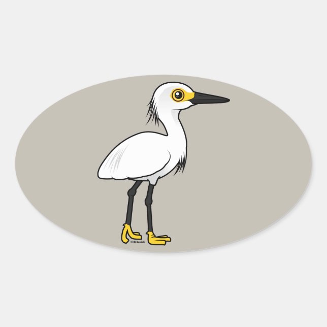 Birdorable Snowy Egret Ovaler Aufkleber (Vorderseite)