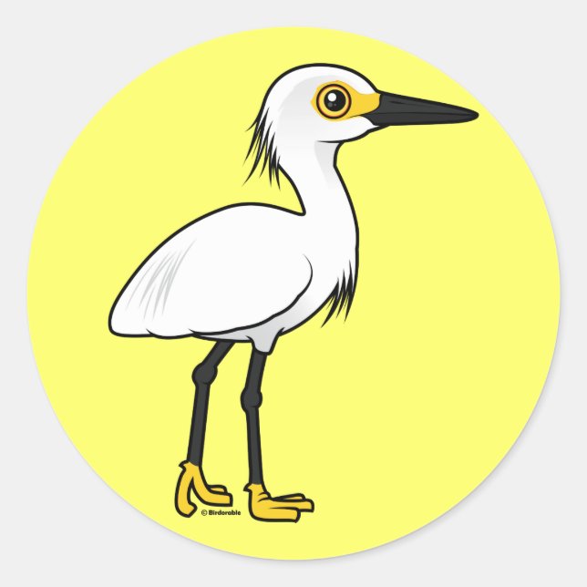 Birdorable Snowy Egret Runder Aufkleber (Vorderseite)