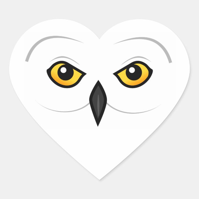 Birdorable Snowy Owl Face Herz-Aufkleber (Vorderseite)