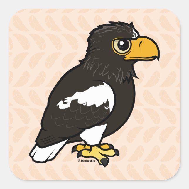 Birdorable Steller's Sea Eagle Quadratischer Aufkleber (Vorderseite)