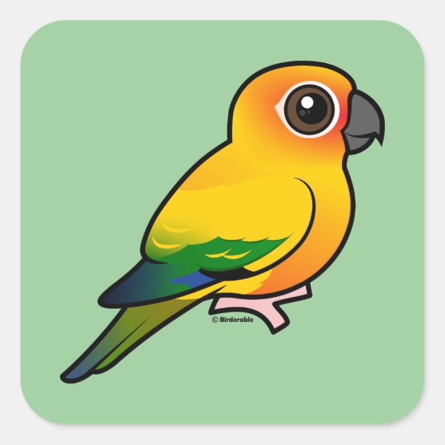 Birdorable Sun Parakeet Quadratischer Aufkleber (Vorderseite)