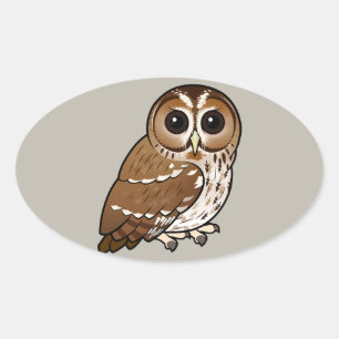 Birdorable Tawny Eule Ovaler Aufkleber