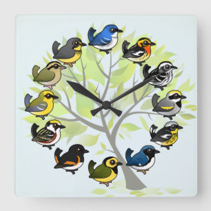 Birdorable Trällerer-Uhr Quadratische Wanduhr