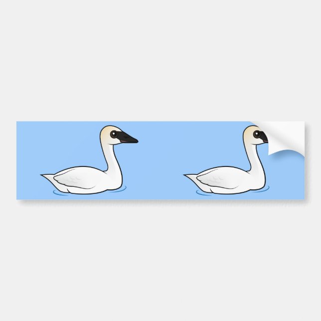 Birdorable Trompeters-Schwan Autoaufkleber (Vorne)