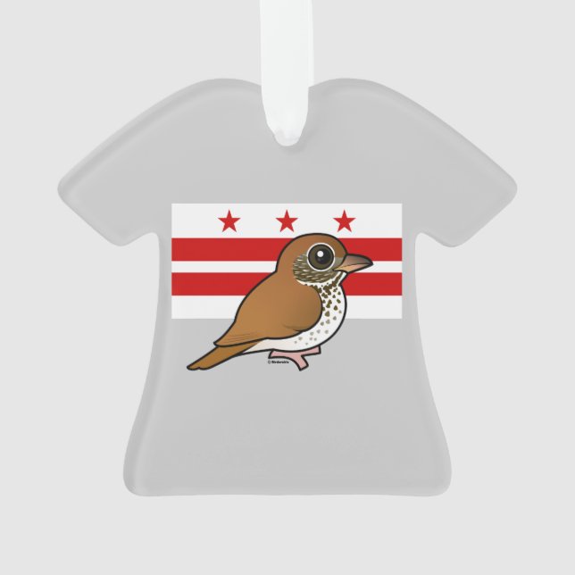 Birdorable von Washington, DC: Hölzerne Drossel Ornament (Rückseite)