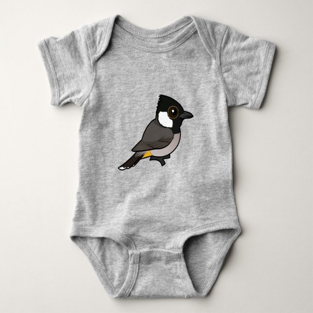 Birdorable Weißohrbülbül Baby Strampler (Vorderseite)