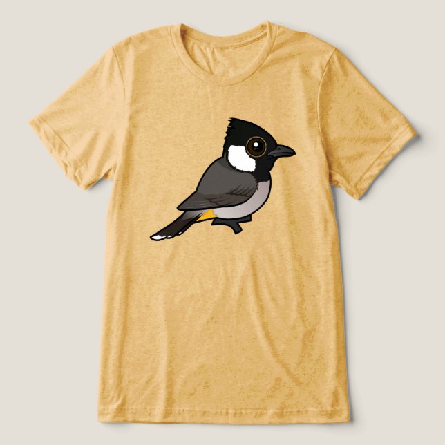 Birdorable White-eared Bulbul Tri-Blend Shirt (Design Vorderseite)