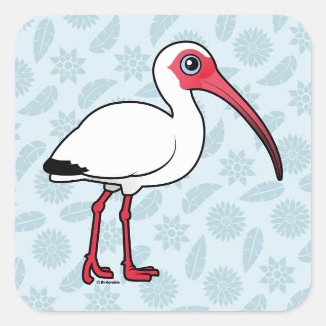 Birdorable White Ibis Quadratischer Aufkleber (Vorderseite)