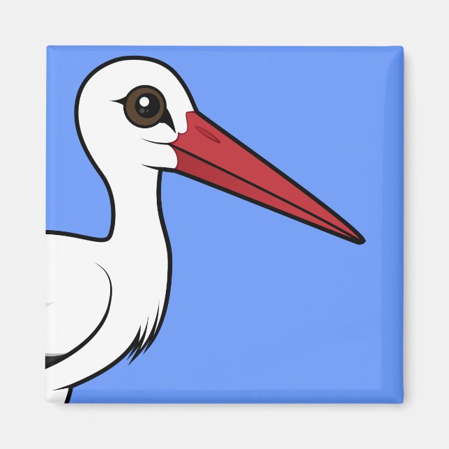 Birdorable White Storch Magnet (Vorne)