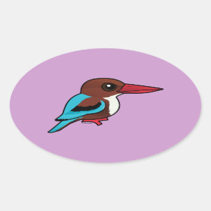 Birdorable White-throated Kingfisher Ovaler Aufkleber
