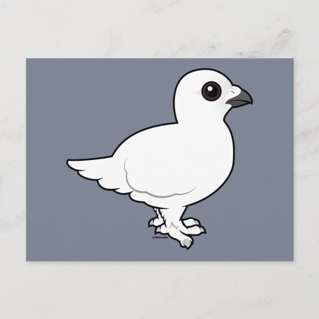 Birdorable Willow Ptarmigan, Winter Postkarte (Vorderseite)