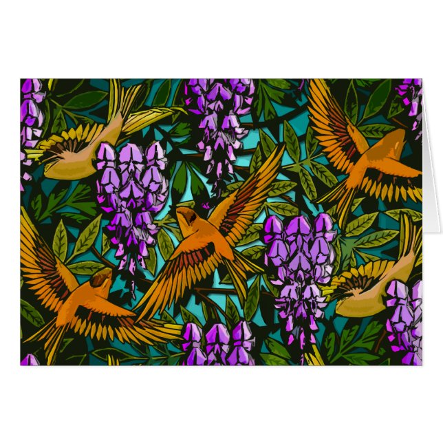Birds Amidst Wisteria (Vorderseite (Horizontal))