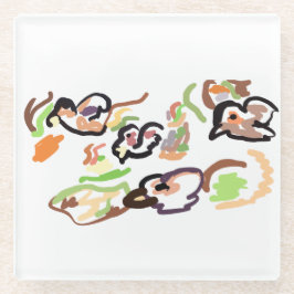 Birds and autumn glasuntersetzer