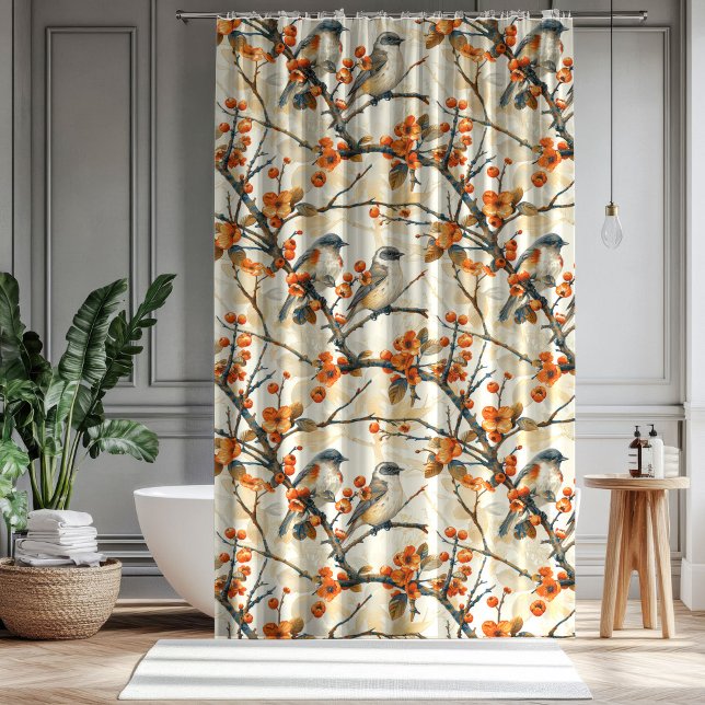 Birds and Flowers Curtain Fall Gift for Their Nest Duschvorhang (Birds and Flowers Curtain Fall Gift for Their Nest)