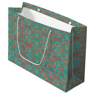 Birds Arabesque Bohemisch Boho Türkis Rotes Grün Große Geschenktüte
