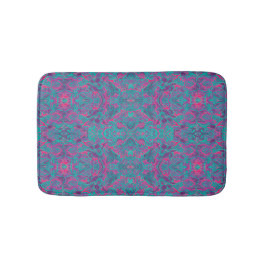 Birds Arabesque Bohemisch Türkis Lila Fuchsia Badematte