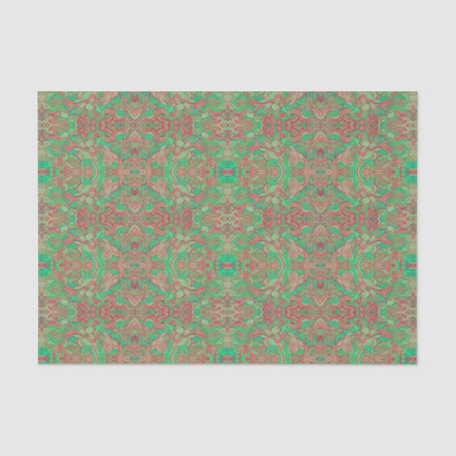 Birds Arabesque Oriental Bohemisch Boho Red Green Seidenpapier (Vorderseite)