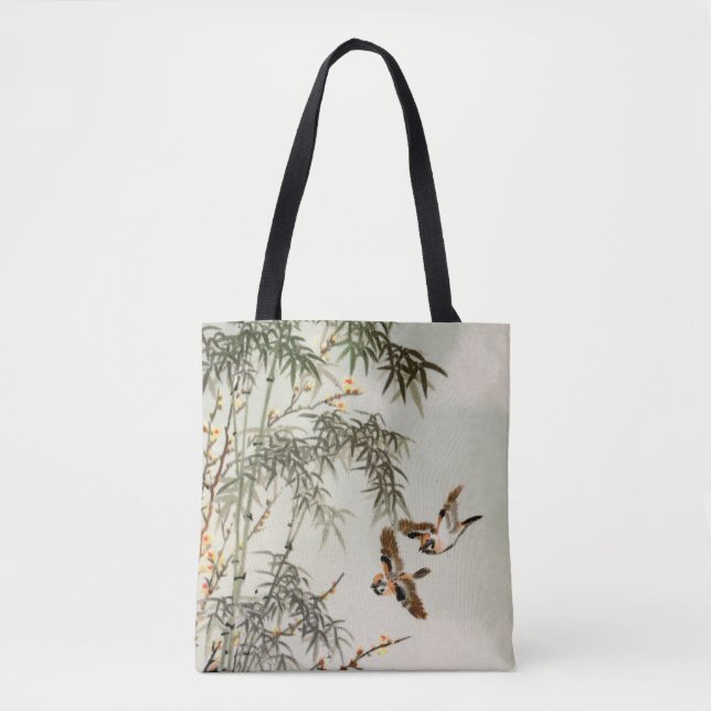 Birds Bamboo Asiatisch Japanisch Vintag Tasche (Vorderseite)