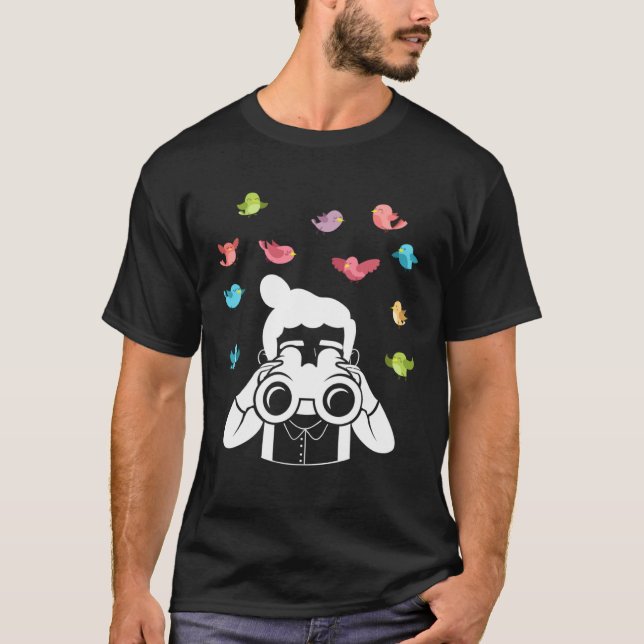 Birds Birdwatcher Ornithologist Bird Watching Bino T-Shirt (Vorderseite)