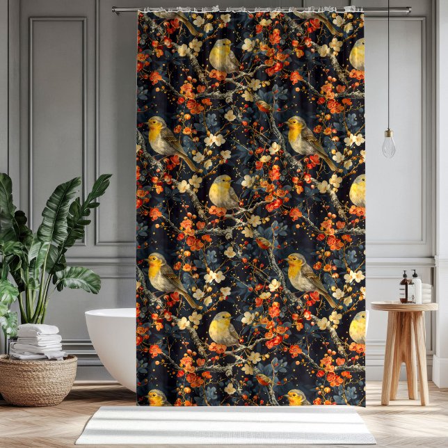 Birds & Blooms Curtain Autumn Gift for Their Home Duschvorhang (Birds & Blooms Curtain Autumn Gift for Their Home)