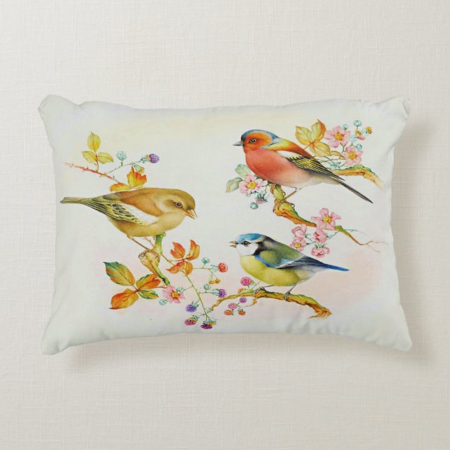 Birds-Blue Tit, Chaffinch, Greenfinch Dekokissen (Vorderseite)