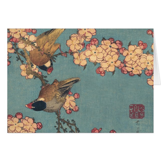 Birds Blume Hokusai Japanische Kunst (Vorderseite (Horizontal))