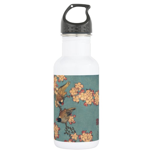 Birds Blume Hokusai Japanische Kunst Edelstahlflasche (Vorderseite)