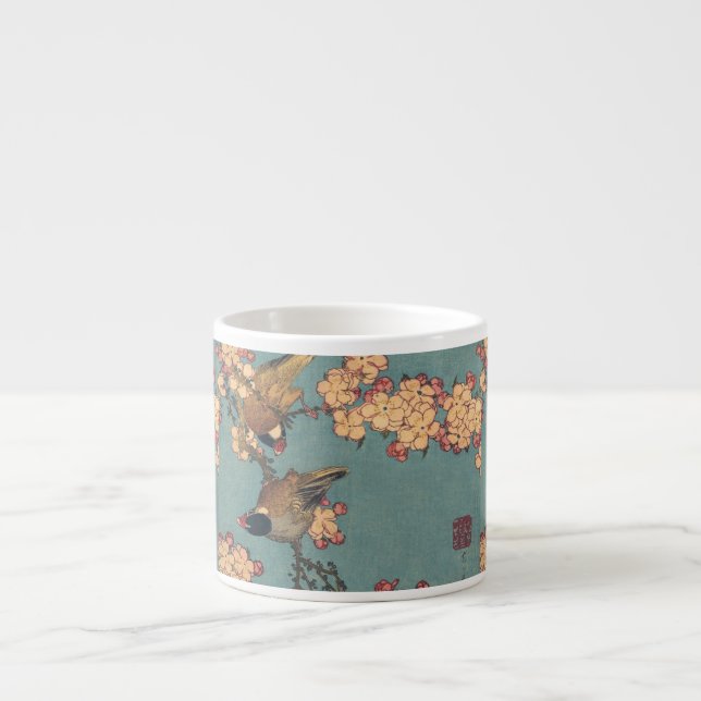 Birds Blume Hokusai Japanische Kunst Espressotasse (Vorderseite)