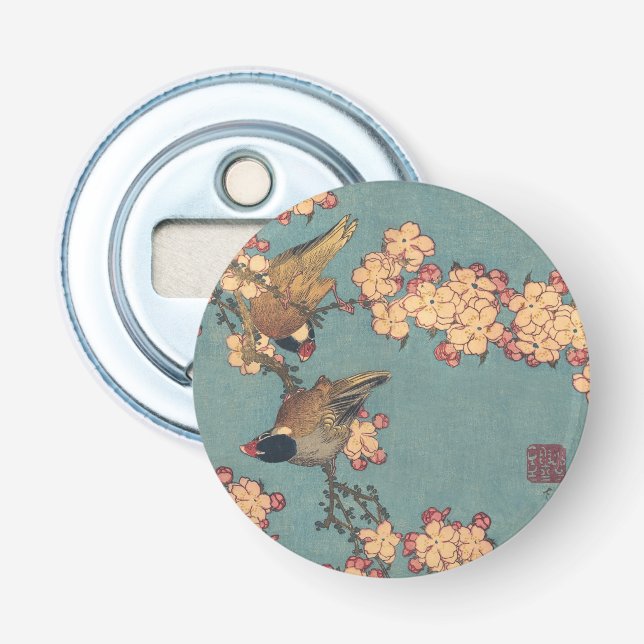 Birds Blume Hokusai Japanische Kunst Flaschenöffner (Vorderseite)
