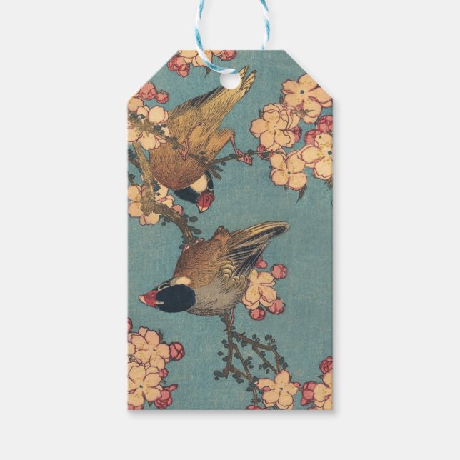 Birds Blume Hokusai Japanische Kunst Geschenkanhänger (Vorderseite)