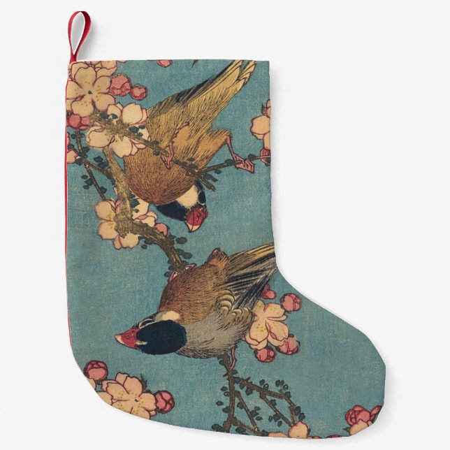Birds Blume Hokusai Japanische Kunst Kleiner Weihnachtsstrumpf (Vorderseite)