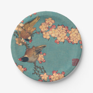 Birds Blume Hokusai Japanische Kunst Pappteller