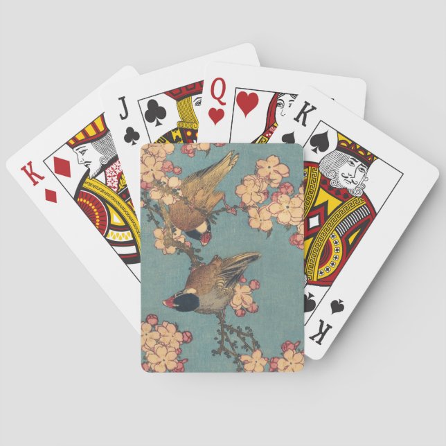 Birds Blume Hokusai Japanische Kunst Spielkarten (Rückseite)