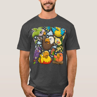 Birds Doodles Handgezeichneter Junge T-Shirt
