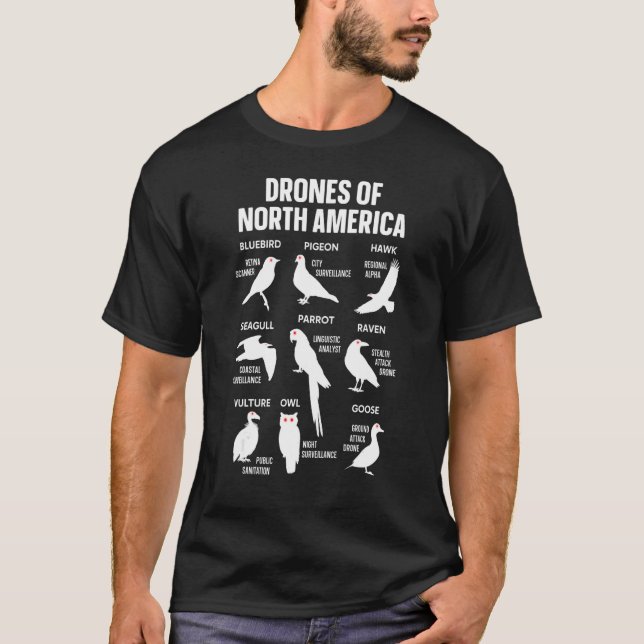 Birds Drones Of North America Field Guide Arenu201 T-Shirt (Vorderseite)