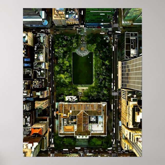 Birds Eye View Bryant Park Manhattan NYC Poster (Vorne)