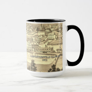 Birds Eye View Carpentersville Illinois 1871 Litho Tasse