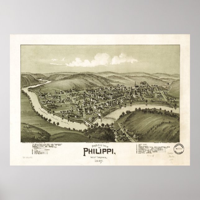 Bird's eye view of Philippi, West Virginia (1897) Poster (Vorne)
