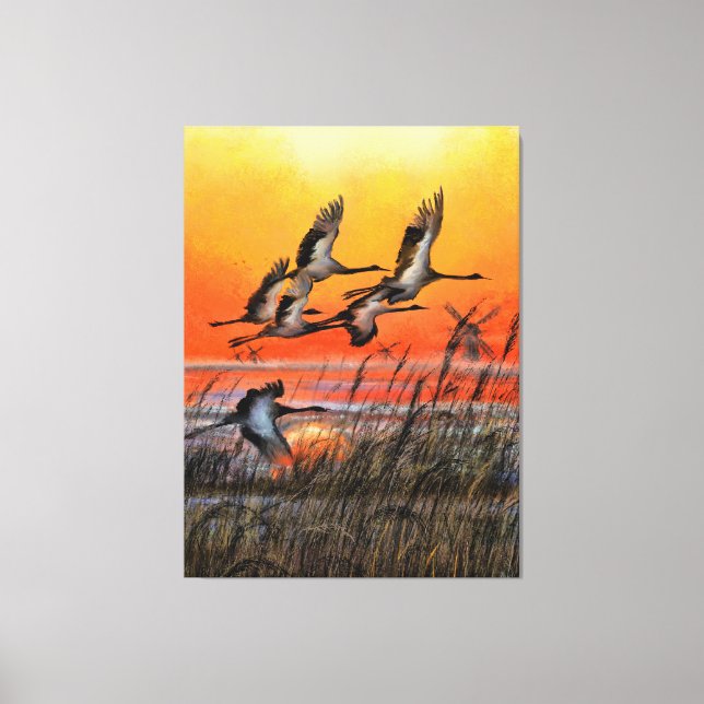 Birds Flying Sunset Canvas Print - Malerei Art Leinwanddruck (Vorderseite)