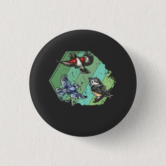 Birds Garden Birds Retro Button (Vorderseite)