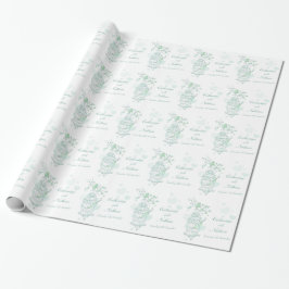 Birds Käfig Grün/Weiß Hochzeit Sonderverpackung Geschenkpapier