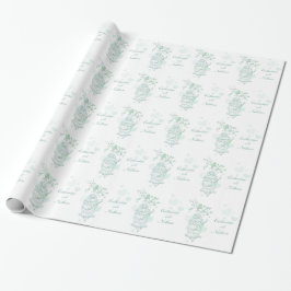 Birds Käfig Grün/Weiß Hochzeit Sonderverpackung Geschenkpapier