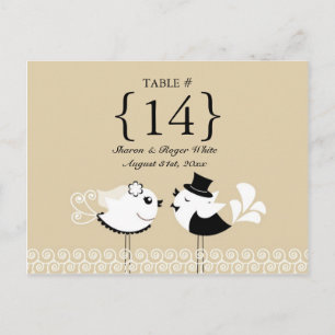 Birds mariages Numéro de tableau Sièges Cartes