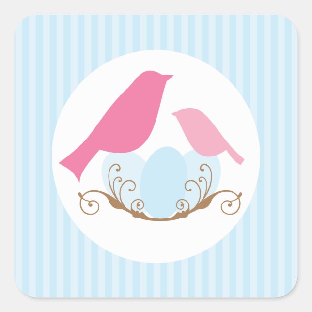 Birds Nest Baby Dusche Umschlag Aufkleber (Vorderseite)