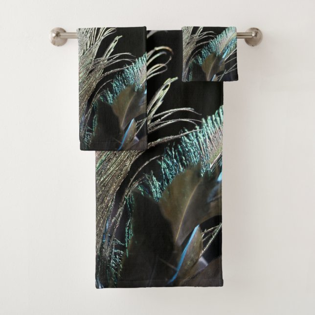 Birds Peacock Feathers Badhandtuch Set (Insitu)
