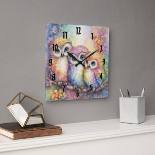 Birds-Regenbogen 1 Quadratische Wanduhr
