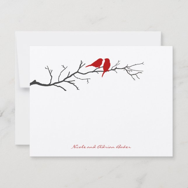 Birds Silhouettes Merci Cartes - Rouge - (Devant)