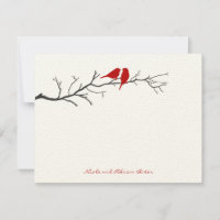 Birds Silhouettes Merci Cartes - Rouge -
